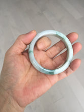 Load image into Gallery viewer, 54.6mm Certified Type A 100% Natural white/light green with grenn floating flowers Jadeite Jade bangle E154-2437