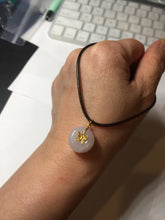 Load image into Gallery viewer, Type A 100% Natural light purple white Jadeite Jade Safety Guardian Button donuts Pendant group AU76