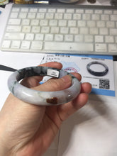 Load image into Gallery viewer, 60mm Certified Type A 100% Natural dark green/red/purple/gray Snowy Pine Mountain and Everlasting Crimson Heart (碧血丹心)Jadeite Jade bangle PE114-1222