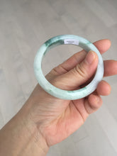 Load image into Gallery viewer, 54.6mm Certified Type A 100% Natural white/light green with grenn floating flowers Jadeite Jade bangle E154-2437
