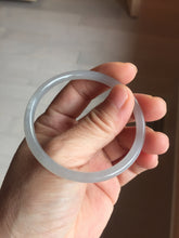 Load image into Gallery viewer, 52.5mm Certified 100% Natural Icy Watery Gray Very Light Smoky Purple (烟紫) round cut Nephrite Bangle HN229-9213