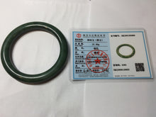 Load image into Gallery viewer, 55mm certified 100% Natural dark green/black nephrite (碧玉) bangle HT168-3-3890