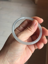 Load image into Gallery viewer, 52.5mm Certified 100% Natural Icy Watery Gray Very Light Smoky Purple (烟紫) round cut Nephrite Bangle HN229-9213