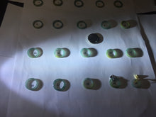 Load image into Gallery viewer, 13.3mm size 2 100% natural type A icy watery green/blue/yellow Guatemala square style jadeite jade pinky finger band ring/pendant group BS118