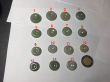 Load image into Gallery viewer, 16-20mm Type A 100% Natural icy watery light green white gray Jadeite Jade Safety Guardian Button donuts Pendant group AU81