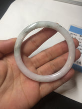 Load image into Gallery viewer, 56mm certified 100% natural type A light green/purple with green fly flowers round cut jadeite jade bangle BN56-3113