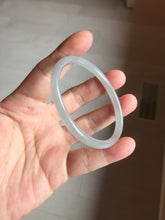 Load image into Gallery viewer, 52.5mm Certified 100% Natural Icy Watery Gray Very Light Smoky Purple (烟紫) round cut Nephrite Bangle HN229-9213