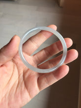 Load image into Gallery viewer, 52.5mm Certified 100% Natural Icy Watery Gray Very Light Smoky Purple (烟紫) round cut Nephrite Bangle HN229-9213