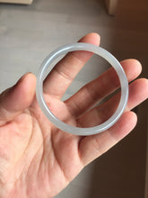 Load image into Gallery viewer, 52.5mm Certified 100% Natural Icy Watery Gray Very Light Smoky Purple (烟紫) round cut Nephrite Bangle HN229-9213
