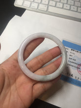 Load image into Gallery viewer, 56mm certified 100% natural type A light green/purple with green fly flowers round cut jadeite jade bangle BN56-3113