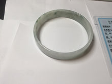 Load image into Gallery viewer, 68.3mm certified 100% natural Type A ligit green white with green floating flowers thin jadeite jade bangle AZ173-1027