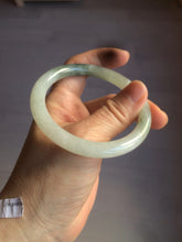 Load image into Gallery viewer, 54.5mm Certified type A 100% Natural icy watery dark green/white round cut Jadeite bangle BG74-0417