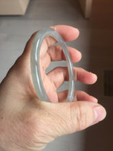 Load image into Gallery viewer, 58.5mm Certified 100% Natural Icy Watery Gray Very Light Smoky Purple (烟紫) round cut Nephrite Bangle HN228-9110