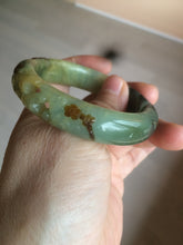 Load image into Gallery viewer, 51mm 100% Natural yellow/blue/brown/black carved bunny/window Xiu Jade (Serpentine) bangle XY11