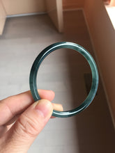Load image into Gallery viewer, 57.3mm Type A 100% Natural icy black(WuJi 冰乌鸡) blue gray Guatemala Slim Round Cut Jadeite Bangle PJ158-1380
