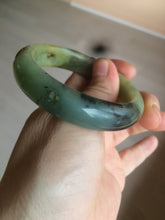 Load image into Gallery viewer, 51mm 100% Natural yellow/blue/brown/black carved bunny/window Xiu Jade (Serpentine) bangle XY11