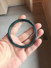 Load image into Gallery viewer, 57.3mm Type A 100% Natural icy black(WuJi 冰乌鸡) blue gray Guatemala Slim Round Cut Jadeite Bangle PJ158-1380
