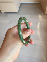 Load image into Gallery viewer, 58.4mm Certified 100% Natural Fresh Young Green/Dark Green/Black Green Ink Painting (绿水墨) Round Cut Nephrite (Wulanhai 乌兰海碧玉) Bangle HN172-7314