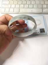 Load image into Gallery viewer, 68.3mm certified 100% natural Type A ligit green white with green floating flowers thin jadeite jade bangle AZ173-1027