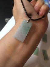 Load image into Gallery viewer, 100% Natural type A icy watery light green/sunny green Jadeite Jade safe and sound pendant BF97