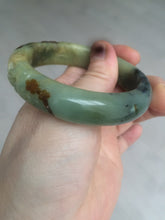 Load image into Gallery viewer, 51mm 100% Natural yellow/blue/brown/black carved bunny/window Xiu Jade (Serpentine) bangle XY11