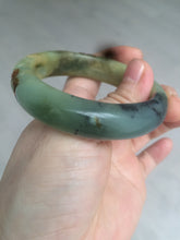 Load image into Gallery viewer, 51mm 100% Natural yellow/blue/brown/black carved bunny/window Xiu Jade (Serpentine) bangle XY11