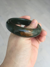 Load image into Gallery viewer, 52.3mm 100% Natural dark green yellow nephrite Jade bangle(河磨玉) HE103