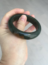 Load image into Gallery viewer, 52.3mm 100% Natural dark green yellow nephrite Jade bangle(河磨玉) HE103