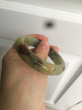 Load image into Gallery viewer, 51mm 100% Natural yellow/blue/brown/black carved bunny/window Xiu Jade (Serpentine) bangle XY11