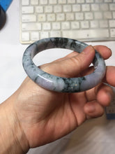 Load image into Gallery viewer, 60.7mm Certified Type A 100% Natural dark green/red/purple/gray Snowy Pine Mountain Jadeite Jade bangle PE115-1209