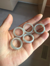 Load image into Gallery viewer, Size 8-8 3/4 100% natural type A icy watery black purple gray jadeite jade band ring PA207