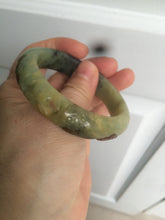 Load image into Gallery viewer, 51mm 100% Natural yellow/blue/brown/black carved bunny/window Xiu Jade (Serpentine) bangle XY11