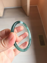 Load image into Gallery viewer, 56.3mm Certified Type A 100% Natural icy watery dark green/blue/gray/black slim Guatemala Jadeite bangle PJ155-0662