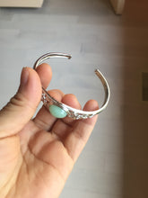 Load image into Gallery viewer, Size 52-58mm 100% natural type A apple green jadeite jade cabochon beads open Cuff bracelet PB217