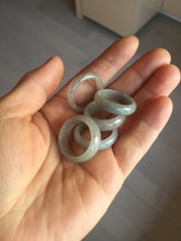 Load image into Gallery viewer, Size 8-8 3/4 100% natural type A icy watery black purple gray jadeite jade band ring PA207