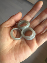 Load image into Gallery viewer, Size 8-8 3/4 100% natural type A icy watery black purple gray jadeite jade band ring PA207