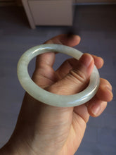 Load image into Gallery viewer, 55mm Certified type A 100% Natural icy watery light green/white round cut Jadeite bangle BG72-0420