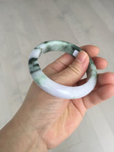 Load image into Gallery viewer, 54.8mm certified 100% natural Type A light purple dark green jadeite jade bangle E141-3921