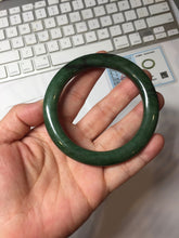 Load image into Gallery viewer, 57.3m certified 100% Natural dark green/black nephrite (碧玉) bangle HT168-7-3894