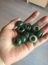 Load image into Gallery viewer, 20(16)x12.9(12.4)mm Type A 100% Natural dark green/gray/black(老油青) donut shape Jadeite Jade LuluTong (Every road is smooth) bead pendant PD195