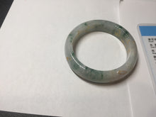 Load image into Gallery viewer, 51.2mm Certified Type A 100% Natural light green carved branches and flowers and golden-painted jadeite jade bangle BH123-6069