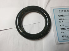 Load image into Gallery viewer, 55.2mm certified 100% Natural dark green/black Ocean Waves chubby round cut nephrite bangle HN185-0878