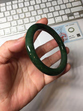 Load image into Gallery viewer, 57.3m certified 100% Natural dark green/black nephrite (碧玉) bangle HT168-7-3894