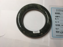 Load image into Gallery viewer, 59.4mm certified 100% Natural dark green/gray/black (nebula dust) chubby round cut nephrite Jade bangle HN56-0876