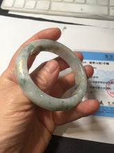 Load image into Gallery viewer, 51.2mm Certified Type A 100% Natural light green carved branches and flowers and golden-painted jadeite jade bangle BH123-6069