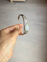 Load image into Gallery viewer, Size 52-58mm 100% natural type A light purple white jadeite jade cabochon beads open Cuff bracelet PB219