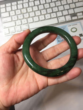 Load image into Gallery viewer, 57.3m certified 100% Natural dark green/black nephrite (碧玉) bangle HT168-7-3894