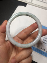 Load image into Gallery viewer, 57mm certified 100% natural type A light green/purple with green fly flowers round cut jadeite jade bangle BN59-3125