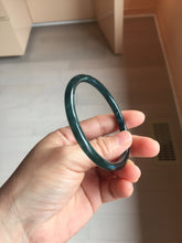 Load image into Gallery viewer, 58.8mm Type A 100% Natural icy black(冰乌鸡) blue gray Guatemala Slim Round Cut Jadeite Bangle PJ153-1373