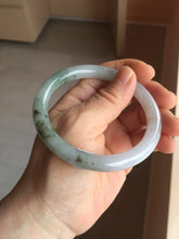 Load image into Gallery viewer, 58.8mm certified Type A 100% Natural light purple white brown with brown floating flowers round cut Jadeite Jade bangle PC161-4081